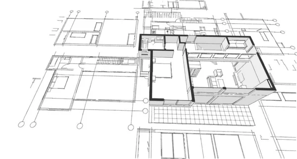 Casa Moderna Plano Ilustração — Fotografia de Stock