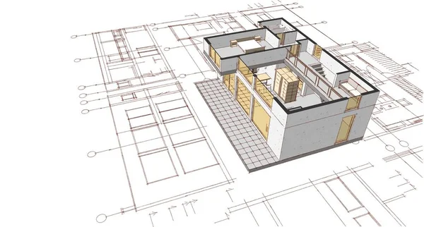 Modernt Hus Plan Illustration — Stockfoto