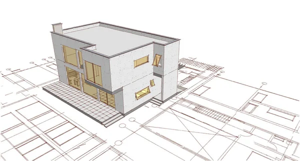 Modern Huis Plan Illustratie — Stockfoto