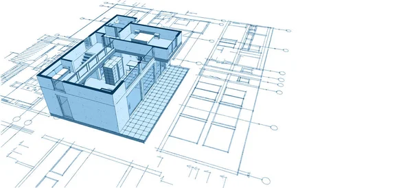 Modern House Plan Illustration — Stock Photo, Image