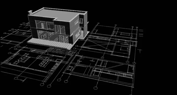 Ilustración Moderna Plano Casa — Foto de Stock