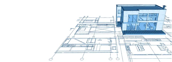 Nowoczesny Dom Plan Ilustracja — Zdjęcie stockowe