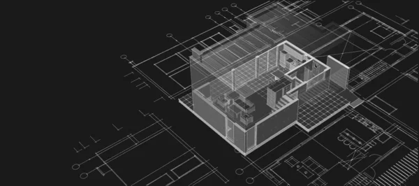 Modern Huis Plan Illustratie — Stockfoto