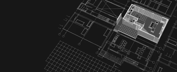 Casa Moderna Plano Ilustração — Fotografia de Stock