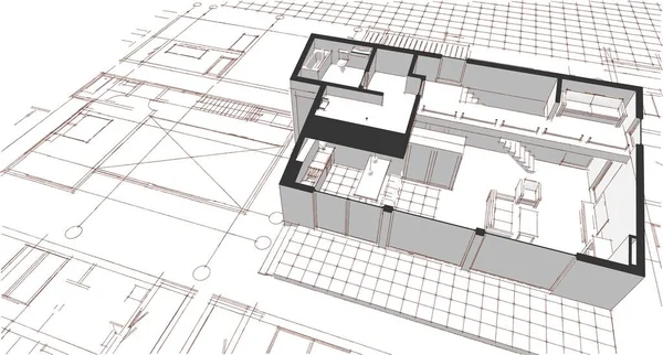 Casa Moderna Plano Ilustração — Fotografia de Stock