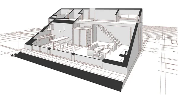 Moderner Hausplan Illustration — Stockfoto