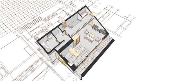 Modern Huis Plan Illustratie — Stockfoto