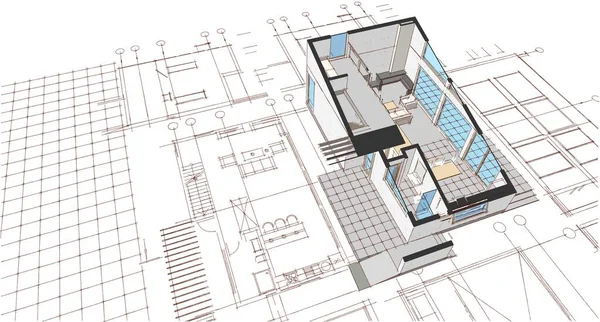 Modernt Hus Plan Illustration — Stockfoto
