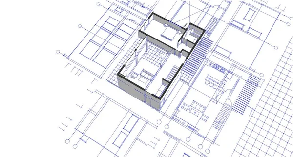 Ilustración Moderna Plano Casa — Foto de Stock