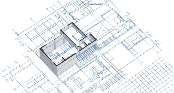 Nowoczesny Dom Plan Ilustracja — Zdjęcie stockowe