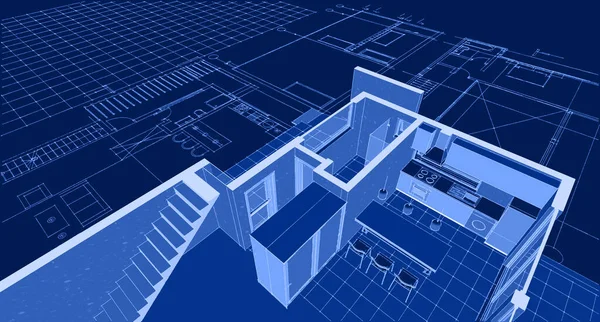 Современный План Дома Иллюстрация — стоковое фото