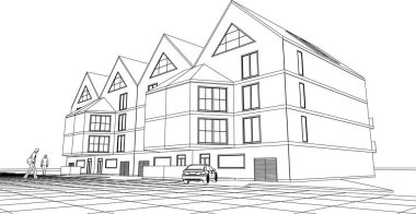 ev geleneksel mimarisi 3d illüstrasyon