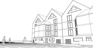 ev geleneksel mimarisi 3d illüstrasyon