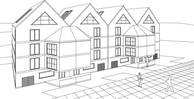 ev geleneksel mimarisi 3d illüstrasyon