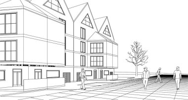 ev geleneksel mimarisi 3d illüstrasyon