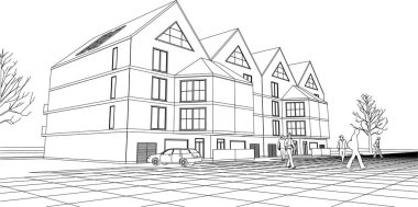 ev geleneksel mimarisi 3d illüstrasyon