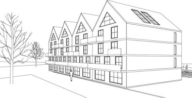 ev geleneksel mimarisi 3d illüstrasyon