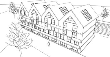 ev geleneksel mimarisi 3d illüstrasyon