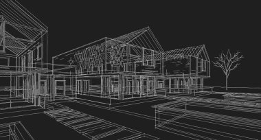 ev geleneksel mimarisi 3d illüstrasyon