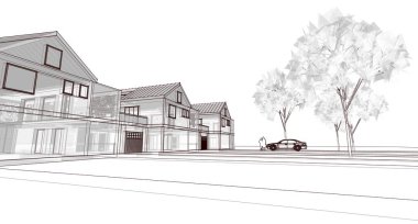 ev geleneksel mimarisi 3d illüstrasyon