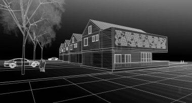 ev geleneksel mimarisi 3d illüstrasyon