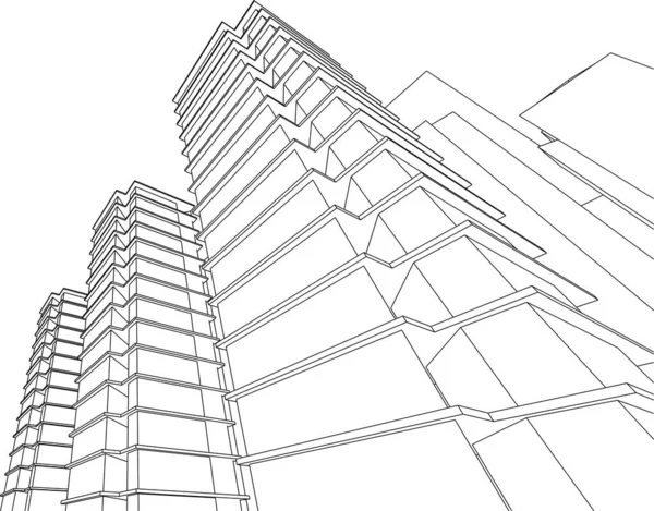 Modern City Houses Tower Illustration — Stock Vector