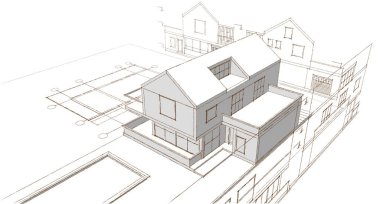 Modern ev planı 3d illüstrasyon