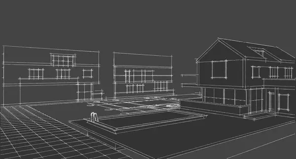 Ilustración Moderna Plano Casa — Foto de Stock