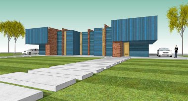 ev mimarisi çizimi 3d illüstrasyon