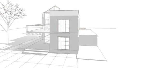 Будинок Архітектурний Ескіз Ілюстрація — стокове фото