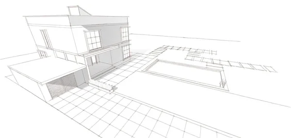 Будинок Архітектурний Ескіз Ілюстрація — стокове фото