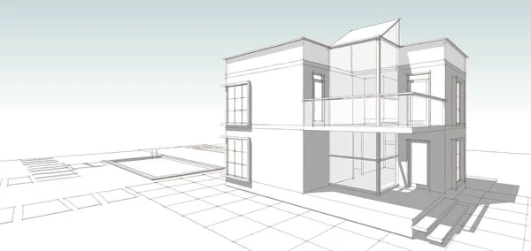 Архитектурный Эскиз Дома Иллюстрация — стоковое фото
