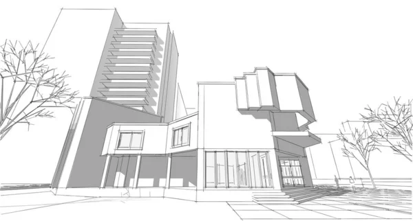 City Office Architecture Sketch Illustration — Stock Photo, Image