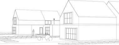 ev mimarisi çizimi 3d illüstrasyon