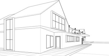 ev mimarisi çizimi 3d illüstrasyon