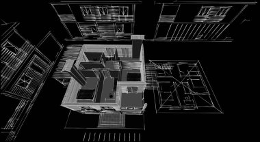 ev planı mimari konsepti 3D oluşturma