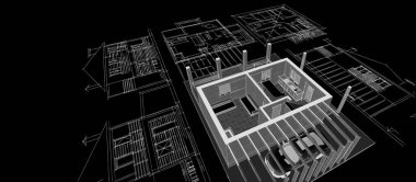 ev planı mimari konsepti 3D oluşturma