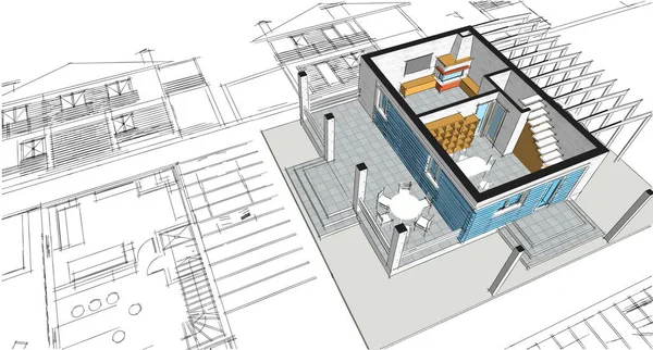 Plan Maison Concept Architectural Rendu — Photo