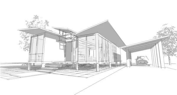 House Architectural Sketch Illustration — Stock Photo, Image