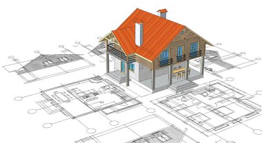 ev planı mimari konsepti 3D oluşturma
