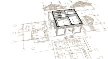 ev planı mimari konsepti 3D oluşturma