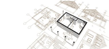 ev planı mimari konsepti 3D oluşturma