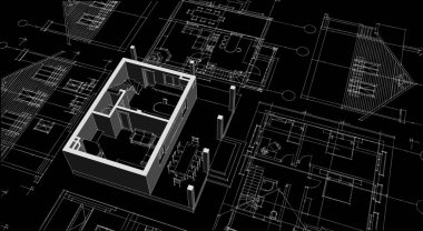 ev planı mimari konsepti 3D oluşturma