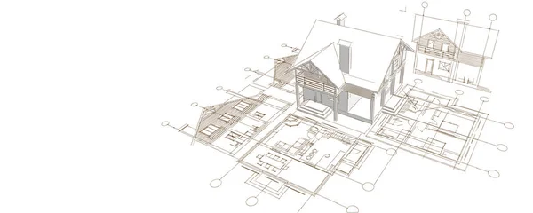 House Plan Architectural Concept Rendering — Stock Photo, Image