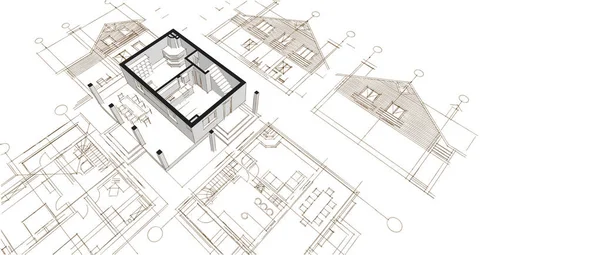 House Plan Architectural Concept Rendering — Stock Photo, Image