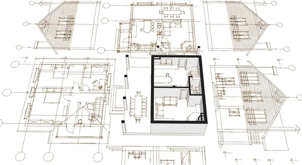 House Plan Architectural Concept Rendering — Stock Photo, Image