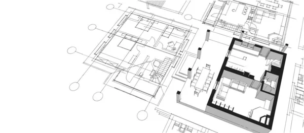 Huis Plan Architectonisch Concept Rendering — Stockfoto