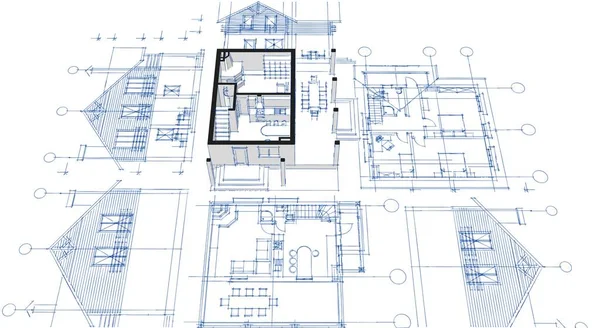 Plano Casa Concepto Arquitectónico Rendering —  Fotos de Stock