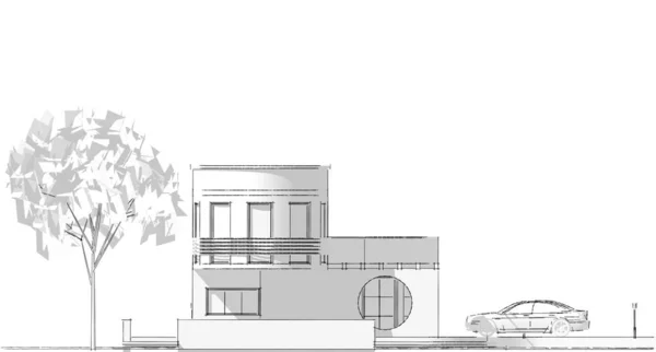 House Architectural Sketch Illustration — Stock Photo, Image