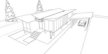 ev mimarisi çizimi 3d illüstrasyon